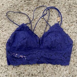 PINK Victoria's Secret Floral Lace Bralette - Royal Blue